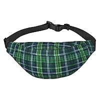 Blue Scottish Tartan Adjustable Belt Hip Bum Bag Fashion Water Resistant Hiking Waist Bag for Traveling Casual Running Hiking Cycling