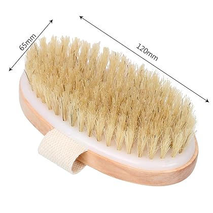 Dry Brushing Body Brush, Natural Bristle Dry Skin Exfoliating Brush Body Scrub for Beautiful Skin, Cellulite Treatment, Lymphatic Drainage, Soften Skin, Blood Circulation Improvement, Medium Strength