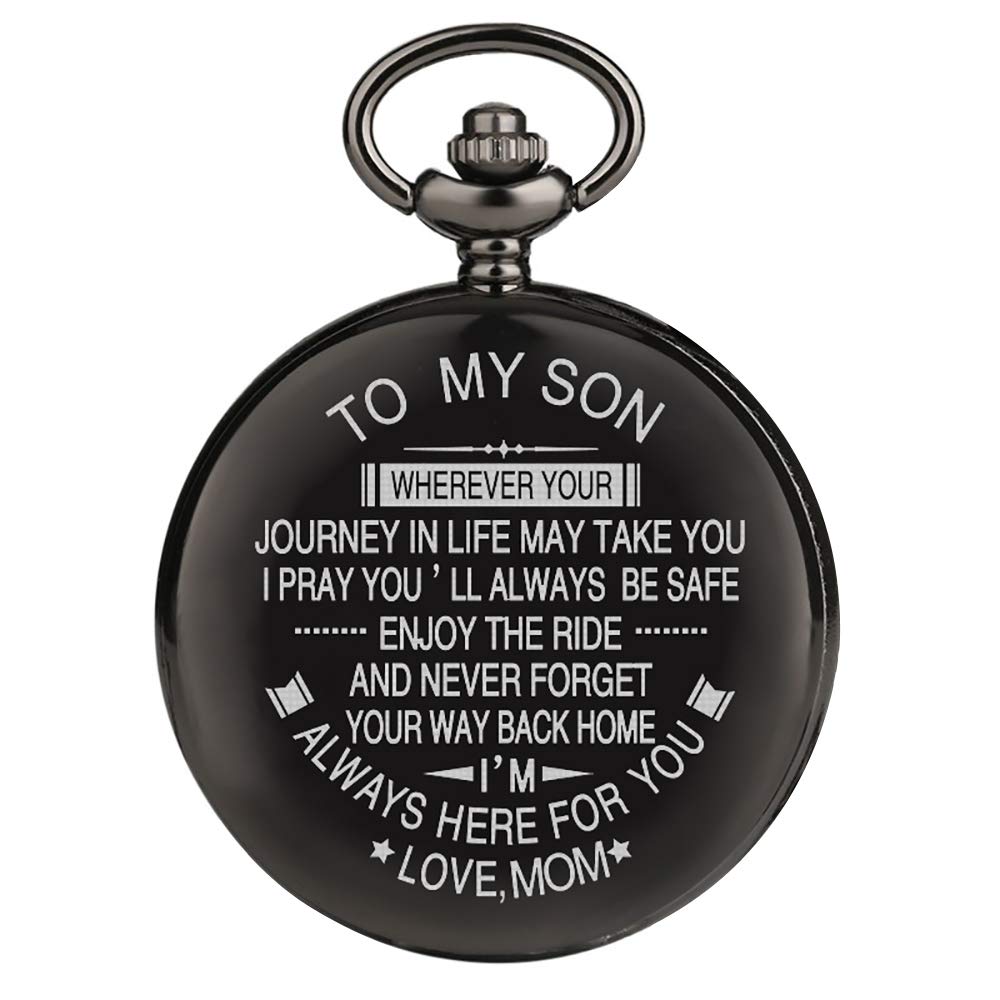 K KENON Engraved Pocket Watches for Son Watch Personalized Gift for Son Graduation Gift from Mom, from Dad