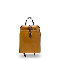 Every day Backpack women-men-unisex 100% Genuine leather Made in Italy by Italian leather house (Mustard)