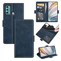 for Motorola Moto G60 Case, Premium PU Leather Wallet Book Style Magnet Phone Case Flip Foldable Kickstand Cover with Card Slots for Motorola Moto G40 Fusion Phone case (Blue)