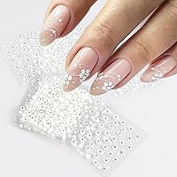 30Sheets Floral Nail Art Stickers Decals 3D Self Adhesive White Flower Designs Nail Supplies White Flower Stickers with Rhinestones Nail Decorations for Women Manicure Charms Transfer Tool Nail Wraps