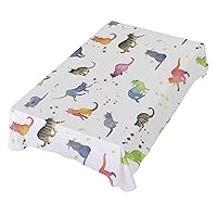 ALAZA Rainbow Cat Cute Kitten Table Cloth Rectangle 54 x 72 Inch Tablecloth Anti Wrinkle Table Cover for Dining Kitchen Parties