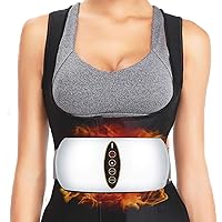 Portable Abdominal Weight Loss Belt, Wireless Electric Massage Machine, 4 Vibration Massage Modes, Suitable for Both Men and Women, Without Plug in (Gray White)