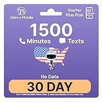 $8/Month Jethro Mobile Prepaid Plan | 1500 Minutes 1500 Texts | Bring Your Own Unlocked Phone SIM Card Kit