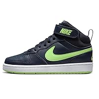 Nike Court Borough Mid 2 Big Kids' Shoes (CD7782-403, Dark Obsidian/White/Lime Blast) Size 6.5