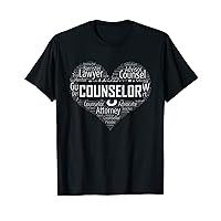School Guidance Counselors Heart Word Tag Cloud Counselor T-Shirt