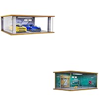 1/18 Scale Hot Wheels Display Case Car Garage Moldel and 1/18 Scale Hot Wheels Display Case with LED Light Acrylic Cover