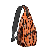 Tiger Stripes Orange Pattern Print Trendy Casual Daypack Versatile Crossbody Backpack Shoulder Bag Fashionable Chest Bag