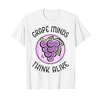 Grape Minds Think Alike Cute Adorable Kawaii Grapes Food Pun T-Shirt