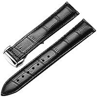Genuine Leather Watch Strap for Omega Watch Seamaster wristband 19mm 20mm 22mm Deployant Clasp Black Brown Watchband Bracelet (Color : 10mm Gold Clasp, Size : 18mm)