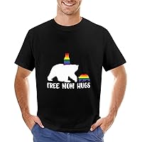 Free Mom Hugs Bear Mom Baby Cat Shirt for Men Gay Pride Shirts LGBT T-Shirt Rainbow Equality Lesbian T Shirts Gift to Men