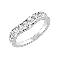 14k White Gold 0.75 Dwt Diamond Contour Band Ring Size 6.5 Jewelry for Women