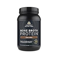 Ancient Nutrition Protein Powder Made from Real Bone Broth, Chocolate, 20g Protein Per Serving, 40 Serving Tub, Gluten Free Hydrolyzed Collagen Peptides Supplement