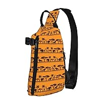 African Animals Print Crossbody Backpack,Travel Hiking Cross Bag Diagonally, Cycling Bag