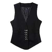YiZYiF Women's Waistcoat Vest Halter Neck Button Down Dressy Vests Tuxedo Suit Waistcoat