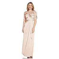 Adrianna Papell Women's Embroidery Crepe Satin Gown