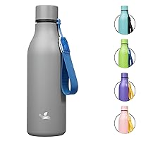 Insulated Water Bottle with Strap,18oz Double Wall Stainless Steel Vacuum Bottles Metal Water Flask,Gray