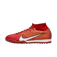 Nike Mercurial Superfly 9 Academy Turf High-Top Soccer Shoes (FD1166-600, Light Crimson/Bright Mandarin/Black/Pale Ivory) Size 9