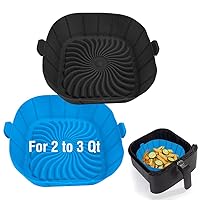 Air Fryer Silicone Liners for 2 to 3 QT Small Air Fryers, Non-Stick Reusable Air Fryer Liners Silicone Pot Basket Bowl Liner Baking Tray Air Fryer Accessories 2 Pack Square Air Fryer Liners