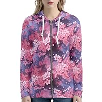 Color Stripes Zip up Hoodies for Women, Animal Texture Monet Art Sport Sweatshirt Ladies Hooded Tops for Spring Fall
