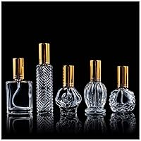H&D HYALINE & DORA Vintage Glass Perfume Bottles Empty Refillable Sprayer Bottle Fine Mist Spray Bottles Set of 5