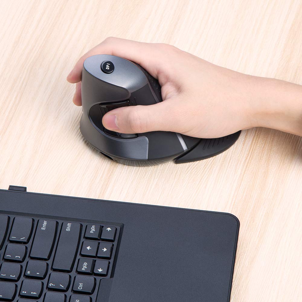 DELUX Wireless Ergonomic Cushioned Keyboard GM901D Black and 2.4G Wireless Vertical Mouse M618GGX