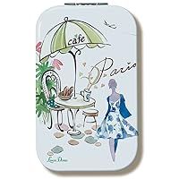 Lissom Design Small Compact Magnifying Cosmetic Pocket Mirror, 2.75 x 3.75-Inch, Paris - Leather