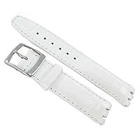 20mm Genuine Leather Alligator Grain Padded White Watch Band Fits Swatch