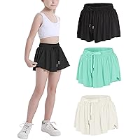 Witwot Butterfly Shorts Girls, 2-in-1 Teen/Kids Girls Flowy Shorts Skort for Running, Tennis, Dance