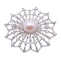 JYX Pearl Brooch White Freshwater Cultured Pearl Brooches Pins for Women