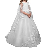 Flower Girls Dresses Kids Appliqued First Communion Dress Princess Wedding Pageant Ball Gown