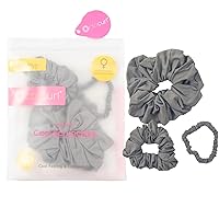 Octocurl Cool Scrunchies - Perforated Smooth Lightweight Fabric - Cool Feeling Japanese Q-max >0.3 Technology - Gentle for All Hair Types - Sizes for Every Hair Style - Set of 3 (Stone’s Throw)