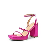 DREAM PAIRS Women's Platform Strappy Heels Open Toe Ankle Strap Square Party Sandals Y2K Dress Shoes