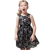 Sleeveless Lace Overlay Easter Special Occasion Flower Girl Dress