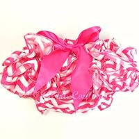 Chevron Satin Baby Bloomers Diaper Cover Ruffle Back - Hot Pink