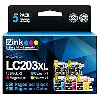 E-Z Ink (TM LC203XL Compatible Ink Cartridges Replacement for Brother LC203 XL LC201 to use with MFC-J480DW MFC-J880DW MFC-J4420DW MFC-J680DW MFC-J885DW (Black, Cyan, Magenta, Yellow, 5 Pack)