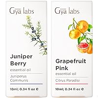 Juniper Essential Oil for Skin & Grapefruit Essential Oil for Diffuser Set - 100% Natural Aromatherapy Grade Essential Oils Set - 2x0.34 fl oz - Gya Labs