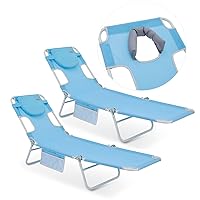 #WEJOY 2-Pack Adjustable Face Down Tanning Chair,Folding Beach Lounge Chairs with Face Hole, Portable Lightweight Reclining Lay Flat Chair for Outdoor Pool,Sun Tanning,Sunbathing,Patio