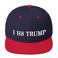 I H8 Trump Hat (Embroidered Wool Blend Snapback Cap) Funny Red MAGA Parody, Make Fun of Donald Trump & Republicans