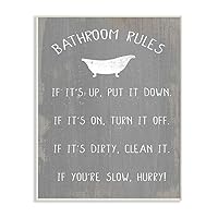 Countryside Bathroom Rules Sign with Claw Bath Wall Art, 10 x 15, Grey