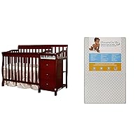 Jayden 4 in 1 Convertible Portable Crib w/ Changer with Dream On Me 3 Portable Crib Mattress, White