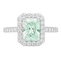 3 CT Radiant Green Color Moissanite Engagement Ring, Wedding/Bridal Ring, Diamond Ring, Anniversary Solitaire Halo Accented Promise Vintage Antique Gold Silver Ring Perfact for Gift