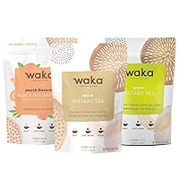 Waka Quality Instant Tea — No Sugar Added & Unsweetened Concentrated Tea Bundle — 100% Tea Leaves — Black, Peach Black, Green — 4.5 oz Bulk Bag For Hot or Iced Tea
