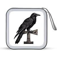 Gothic Crow with Ankh Cute CD Case Portable DVD Disc Wallet Holder Storage Bag Organizer for Car Home Travel