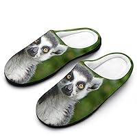 Lemur Women Cotton Slippers Warm Plush House Shoes Non-Slip Sole For Indoor Outdoor