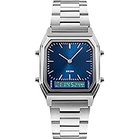 Tevimpeya Men's Digital Quartz Watch Luxury Electronic Chronograph with Two Displays Analogue Digital Watch Waterproof 50 m Digital LED Bracelet, Bracelet