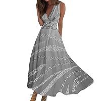 Deep V Neck Dress Spring Dress Womens Sun Dresses Sundresses with Sleeves Women Sleeeveless Dress Summer Dresses for Women 2024 with Sleeves Sundresses with Pockets Vacation Ivory L