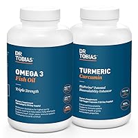 Dr. Tobias Omega 3 Fish Oil, 2000mg, and Turmeric Curcumin, 95% Curcuminoids, Promotes Overall Health with Antioxidant Support