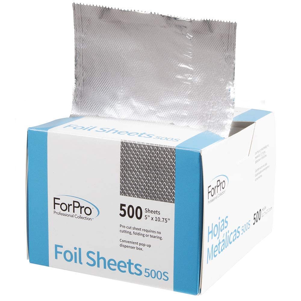ForPro Embossed Foil Sheets 500S, Aluminum Foil, Pop-Up Dispenser, for Hair Color Application and Highlighting Services, Food Safe, 5” W x 10.75” L, 500 Count (Pack of 12)